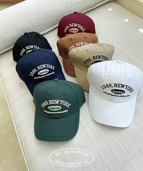 1989 뉴욕 레터링 자수 볼캡 모자 7color